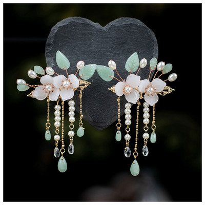 Κλιπ μαλλιών Fairy Hairpins για γυναίκες Κινέζικα Hanfu Αξεσουάρ Μαλλιών Κορίτσια Flower Pearl Tassel Headpiece Πιρούνια μαλλιών Αρχαία κοσμήματα