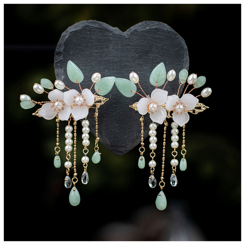 Κλιπ μαλλιών Fairy Hairpins για γυναίκες Κινέζικα Hanfu Αξεσουάρ Μαλλιών Κορίτσια Flower Pearl Tassel Headpiece Πιρούνια μαλλιών Αρχαία κοσμήματα