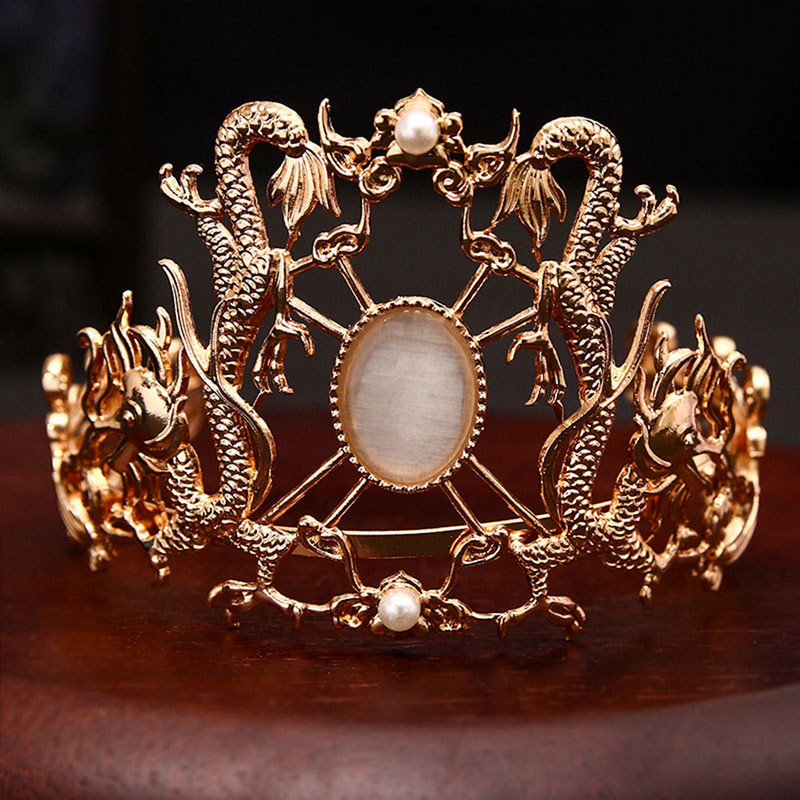 Senovės plaukų segtuko karūna Auksiniai kiniški plaukų aksesuarai moterims Crystal Hair Stick Chopstick Retro Hanfu vakarėlių plaukų papuošalai