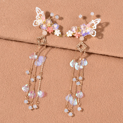 Vintage κλιπ μαλλιών με φούντα για γυναίκες Κινεζικές κλασικές φουρκέτες πεταλούδας Ανάλαφρα αξεσουάρ μαλλιών Κοσμήματα Κάλυμμα κεφαλής ACRDDK