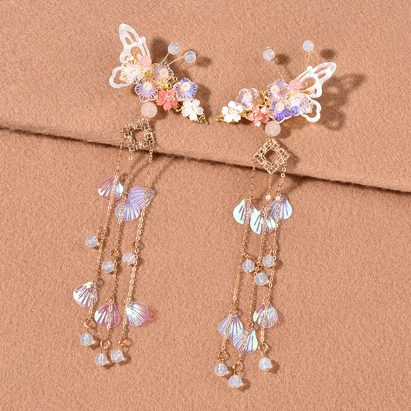 Vintage κλιπ μαλλιών με φούντα για γυναίκες Κινεζικές κλασικές φουρκέτες πεταλούδας Ανάλαφρα αξεσουάρ μαλλιών Κοσμήματα Κάλυμμα κεφαλής ACRDDK