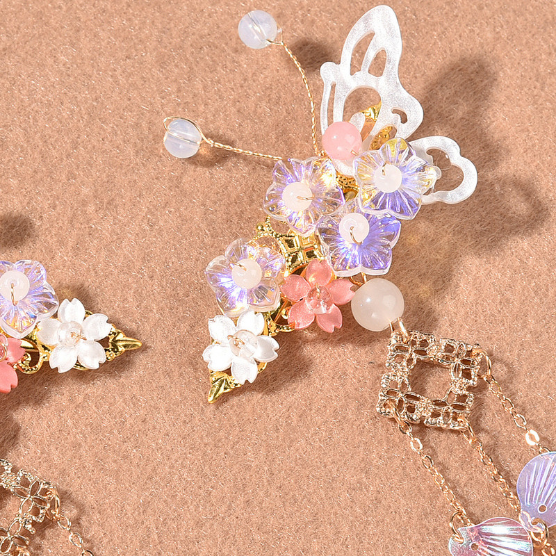 Vintage κλιπ μαλλιών με φούντα για γυναίκες Κινεζικές κλασικές φουρκέτες πεταλούδας Ανάλαφρα αξεσουάρ μαλλιών Κοσμήματα Κάλυμμα κεφαλής ACRDDK