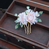 Fairy Flower Juuksekamm Tiaras Hiina stiilis pärlitega külgnõel naistele Hanfu Party Vintage sulamist juuksenõela kahvel Klassikalised juukseehted