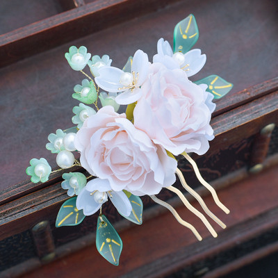 Fairy Flower Juuksekamm Tiaras Hiina stiilis pärlitega külgnõel naistele Hanfu Party Vintage sulamist juuksenõela kahvel Klassikalised juukseehted