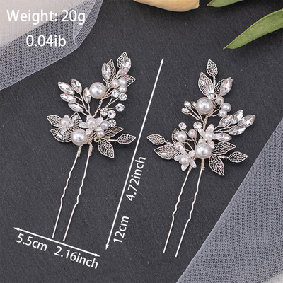 2 τμχ Γαμήλια φουρκέτα μαργαριταρένια τιάρες για γυναίκες με στρας φλοράλ Κλιπ μαλλιών Πιρούνια Εξαιρετικό νυφικό κόσμημα για τα μαλλιά