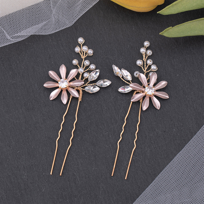 2 τμχ Γαμήλια φουρκέτα μαργαριταρένια τιάρες για γυναίκες με στρας φλοράλ Κλιπ μαλλιών Πιρούνια Εξαιρετικό νυφικό κόσμημα για τα μαλλιά