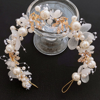 Κομψό κοριτσίστικο νυφικό κεφαλόδεσμο μιμούμενο μαργαριταρένιο μαλλί λουλούδι στεφάνι νύφη γιρλάντα κεφαλή στεφάνι γάμου κεφαλόδεσμοι κοσμήματα μαλλιών