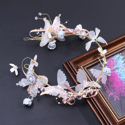 Elegantne tüdrukute pruudi peapael Imiteeritud pärlitest juustest peakate Lillepärg Pruudi vanikupea rõngas Pulmapeapaelad Juukseehted