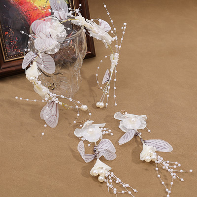 Elegantne tüdrukute pruudi peapael Imiteeritud pärlitest juustest peakate Lillepärg Pruudi vanikupea rõngas Pulmapeapaelad Juukseehted