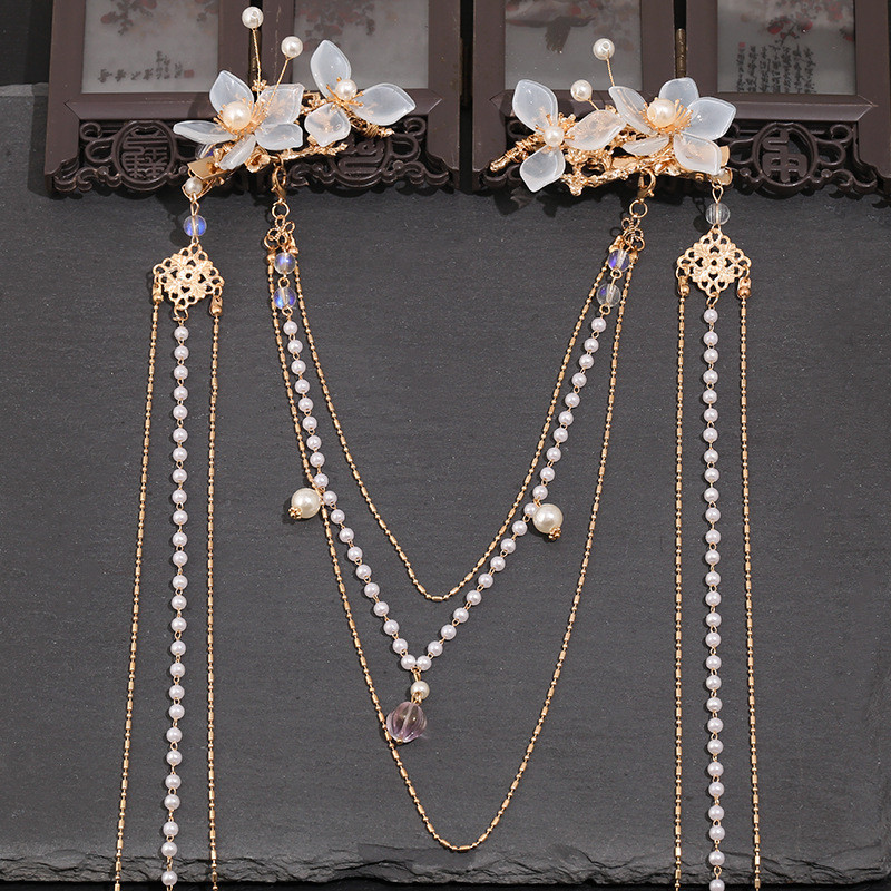 Vintage štipaljke za kosu Tijare Kineski vjenčani dodaci za kosu Drevni rese Biserna glava Retro Hanfu dekor Nakit za kosu