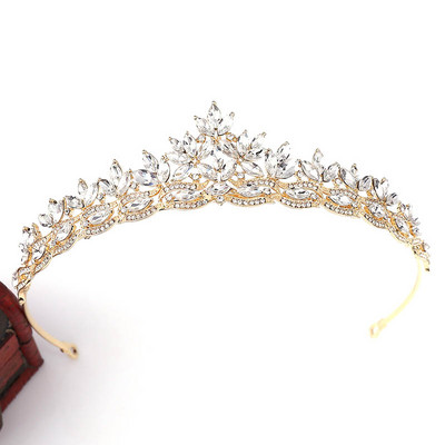 Kuum müük Crown Pulm Pruut Tiaras Peakate Mood Crystal de Noiva Peapael Festival Juukseehted Prom Lady Diadem Naistele