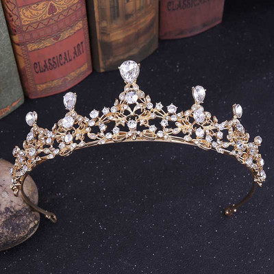 Kuum müük Crown Pulm Pruut Tiaras Peakate Mood Crystal de Noiva Peapael Festival Juukseehted Prom Lady Diadem Naistele