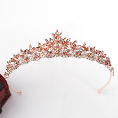 Kuum müük Crown Pulm Pruut Tiaras Peakate Mood Crystal de Noiva Peapael Festival Juukseehted Prom Lady Diadem Naistele