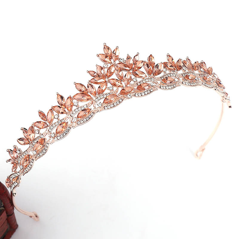Kuum müük Crown Pulm Pruut Tiaras Peakate Mood Crystal de Noiva Peapael Festival Juukseehted Prom Lady Diadem Naistele