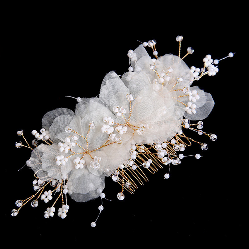 Ukosnica za vjenčanje Češalj za kosu Vjenčani cvijet Vilice za kosu u obliku slova U za žene Biserna frizura Izrada bočne ukosnice Queen Tijare Nakit