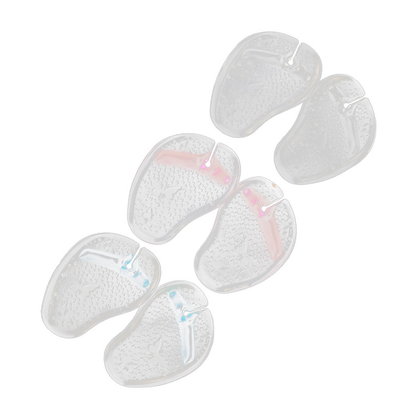 3 pár flip-flop Elülső lábpárna minta Elülső lábpárna Clip lábpapucs matricák átlátszó párna Átlátszó kék piros