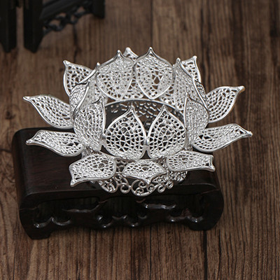 Lotus Shape fejpánt Tiara Crown kínai hanfu hajkiegészítők női fém klasszikus fejpánt Princess vintage hajékszerek