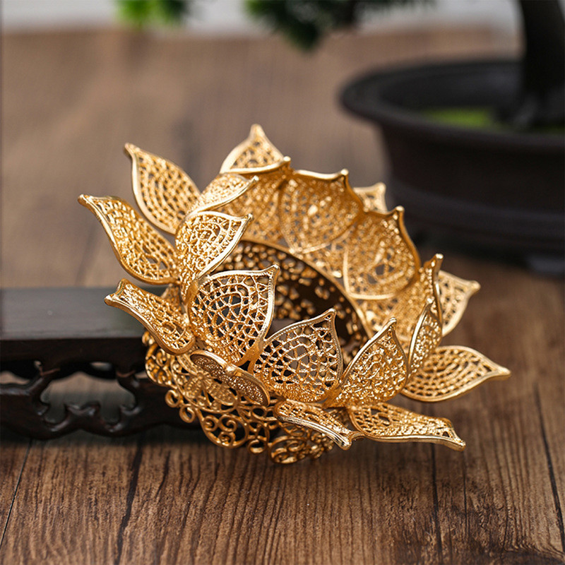 Lotus Shape fejpánt Tiara Crown kínai hanfu hajkiegészítők női fém klasszikus fejpánt Princess vintage hajékszerek
