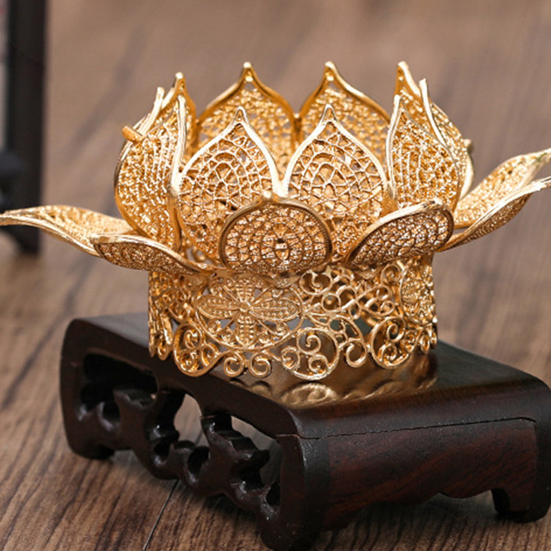 Lotus Shape fejpánt Tiara Crown kínai hanfu hajkiegészítők női fém klasszikus fejpánt Princess vintage hajékszerek