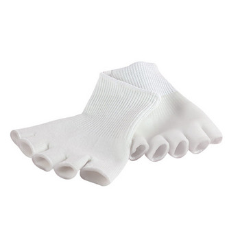 1 чифт от гел хидратиращи чорапи с 5 пръста Гел спа чорапи за жени дами момичета (бели)