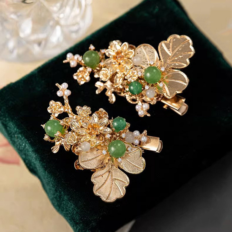 Popularna rasprodaja kineske kopče za kosu Vintage dodaci za kosu vjenčane mladenke Zlatna cvjetna ukosnica Headpeice Retro djevojački Hanfu nakit za kosu