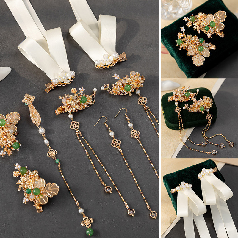 Popularna rasprodaja kineske kopče za kosu Vintage dodaci za kosu vjenčane mladenke Zlatna cvjetna ukosnica Headpeice Retro djevojački Hanfu nakit za kosu