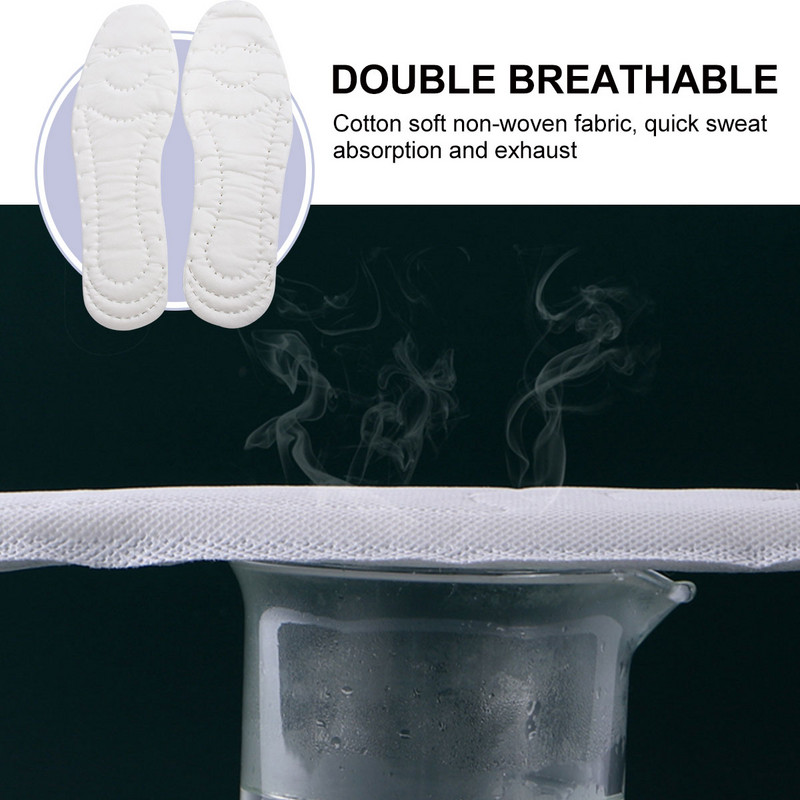 5 poros universalūs vienkartiniai vidpadžiai, prakaitą sugeriantys, nupjaunami batų vidpadžiai sportiniam laisvalaikiui (balti, S)