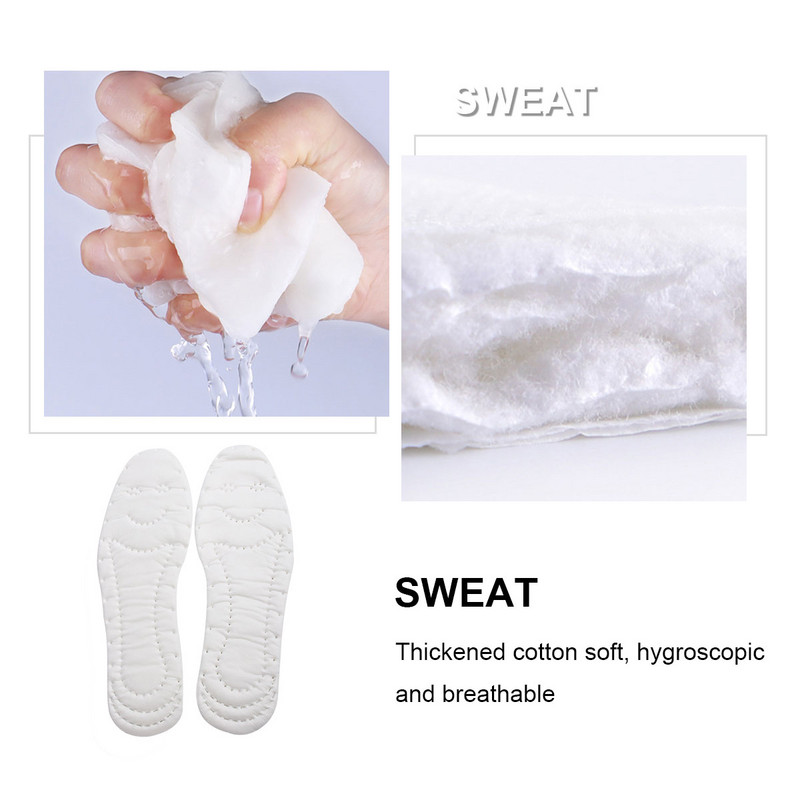 5 poros universalūs vienkartiniai vidpadžiai, prakaitą sugeriantys, nupjaunami batų vidpadžiai sportiniam laisvalaikiui (balti, S)