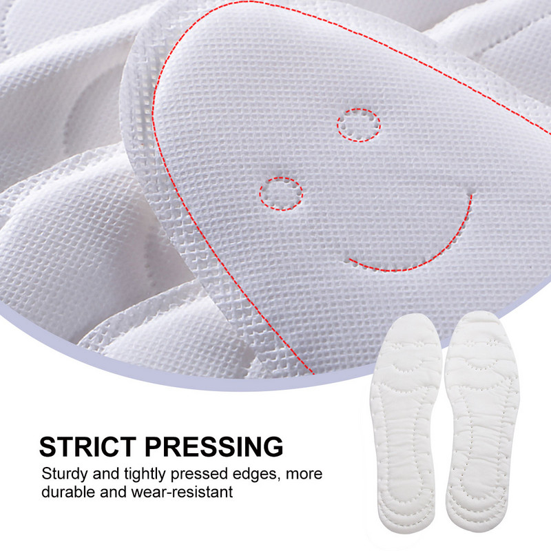 5 poros universalūs vienkartiniai vidpadžiai, prakaitą sugeriantys, nupjaunami batų vidpadžiai sportiniam laisvalaikiui (balti, S)