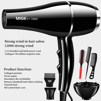 2200w Στεγνωτήρας μαλλιών υψηλής ισχύος κλάσης κομμωτηρίου 12000 Wind Anti-static Noise Reduction Reduction Home Hair Salon