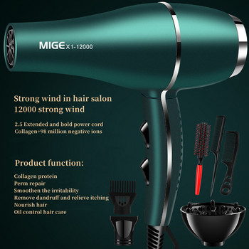 2200w Στεγνωτήρας μαλλιών υψηλής ισχύος κλάσης κομμωτηρίου 12000 Wind Anti-static Noise Reduction Reduction Home Hair Salon