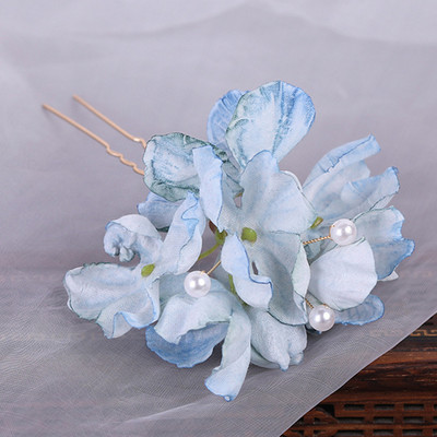 Haldja juuksenõelad Lilledega pulmajuukseaksessuaarid naistele Pärlililled U-kujulised juukseklambrid Kahvlid Pruudi tiaarad peakatte ehted