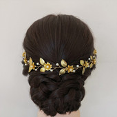 Pruudi juuksepael Leht Godlden Juukseehted Pärlipea ja Tiaras Naiste Peopeakatted Pulmad Juuste Aksessuaarid Kingitused Juukseehted