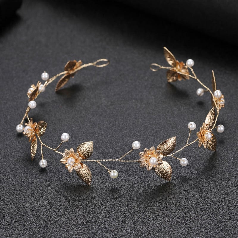 Pruudi juuksepael Leht Godlden Juukseehted Pärlipea ja Tiaras Naiste Peopeakatted Pulmad Juuste Aksessuaarid Kingitused Juukseehted