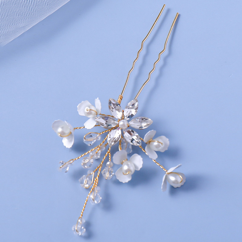 Λουλούδι φουρκέτες Γάμος Αξεσουάρ για τα μαλλιά Κοριτσίστικα λουλούδια μαργαριτάρια κλιπ για τα μαλλιά πιρούνια Μόδα κρυστάλλινα κεφαλή Νύφη Τιάρα Μαλλιά Κοσμήματα