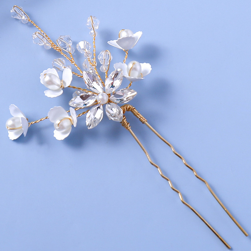 Λουλούδι φουρκέτες Γάμος Αξεσουάρ για τα μαλλιά Κοριτσίστικα λουλούδια μαργαριτάρια κλιπ για τα μαλλιά πιρούνια Μόδα κρυστάλλινα κεφαλή Νύφη Τιάρα Μαλλιά Κοσμήματα