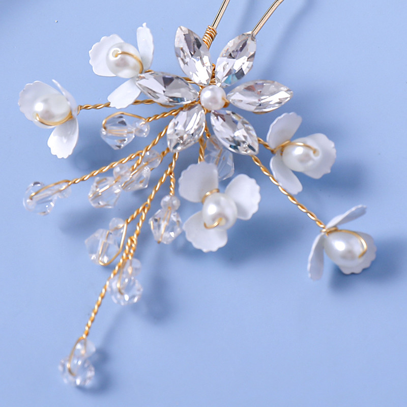 Λουλούδι φουρκέτες Γάμος Αξεσουάρ για τα μαλλιά Κοριτσίστικα λουλούδια μαργαριτάρια κλιπ για τα μαλλιά πιρούνια Μόδα κρυστάλλινα κεφαλή Νύφη Τιάρα Μαλλιά Κοσμήματα