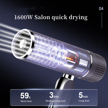 Професионален сешоар за коса 1600w с висока мощност, бързо изсъхване с отрицателни йони, сгъваем преносим домашен фризьорски салон Т-тип сешоар