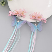 1Pair Super Fairy Bobby Pin Butterfly rankų darbo Crepe Dream Butterfly Kutas Pair Clip Hanfu Hairpin Antique Hair Jewelry BN