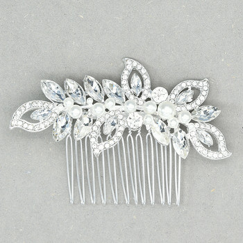 Вложка за коса с листа от кристали Гребени за сватбено парти Страничен гребен Аксесоари за оформяне на коса Подарък за жени и момичета BN