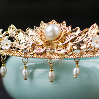 Златни фиби Щипки за коса за жени Луксозна украса за глава на императрица Китайски ханфу аксесоари за коса Момичета Антични сватбени бижута за коса