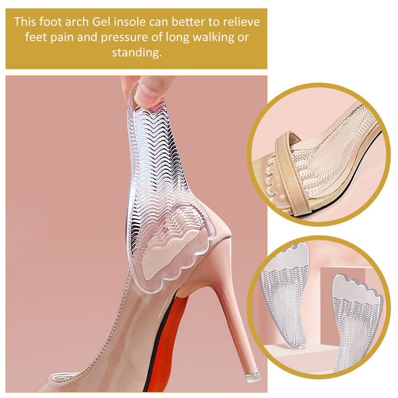 2 ζεύγη Five Toe Sticky μπροστινό μαξιλαράκι παπουτσιών Ψηλοτάκουνα Υποστήριξη σόλας ποδιού Εσωτερική σόλα Gel Grip Miss Arch