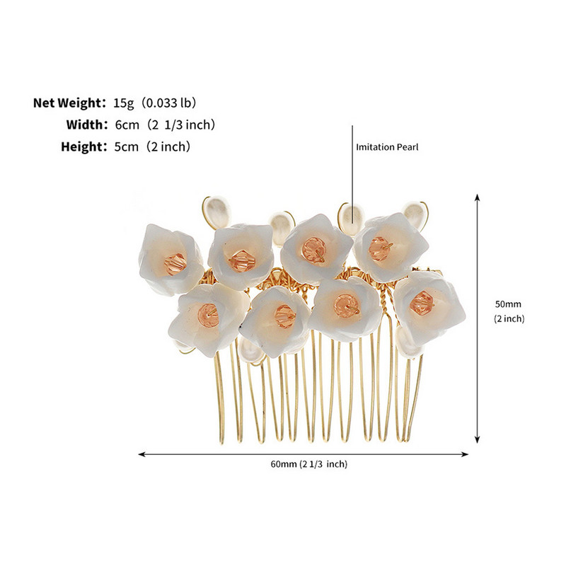 Češalj za kosu s bijelim cvijetom Nakit za žene Kristalno zlatna ukosnica Umetak za djevojke Bočna igla Modni vjenčani ukras za kosu