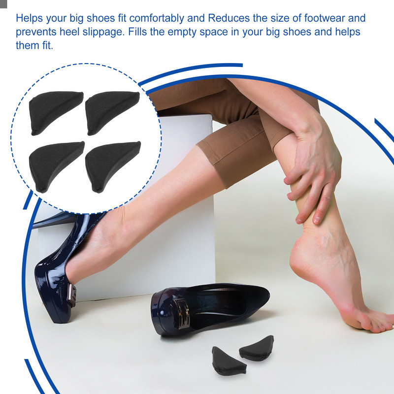 2 perechi de inserții de umplere a degetelor de la picioare Dop reglabil pentru umplere de pantofi Reutilizabil pantofi pantofi prea mari Inserții de pantofi unisex pentru bărbați Pompe unisex
