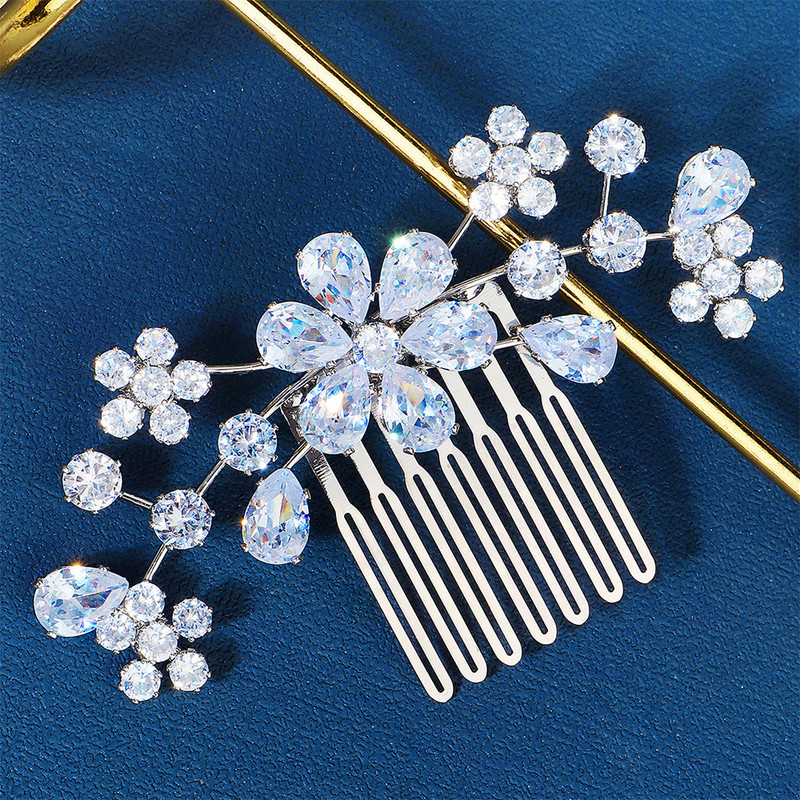 Esküvői virágos hajfésűs hajtű nőknek strasszötvözetből készült hajkapcsok divatos lányparti fejdísz fém lányos parti ékszerek