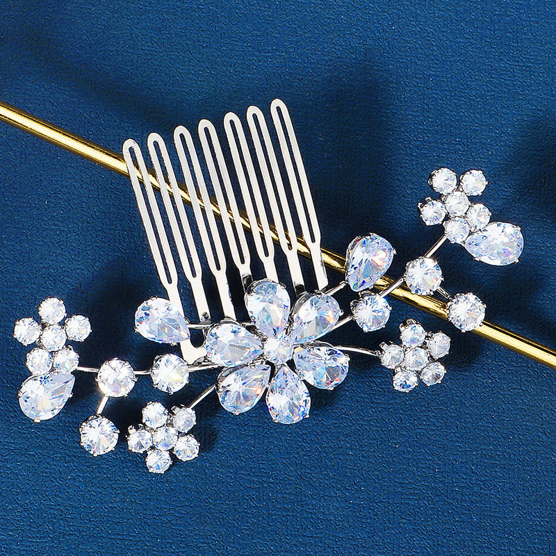 Esküvői virágos hajfésűs hajtű nőknek strasszötvözetből készült hajkapcsok divatos lányparti fejdísz fém lányos parti ékszerek