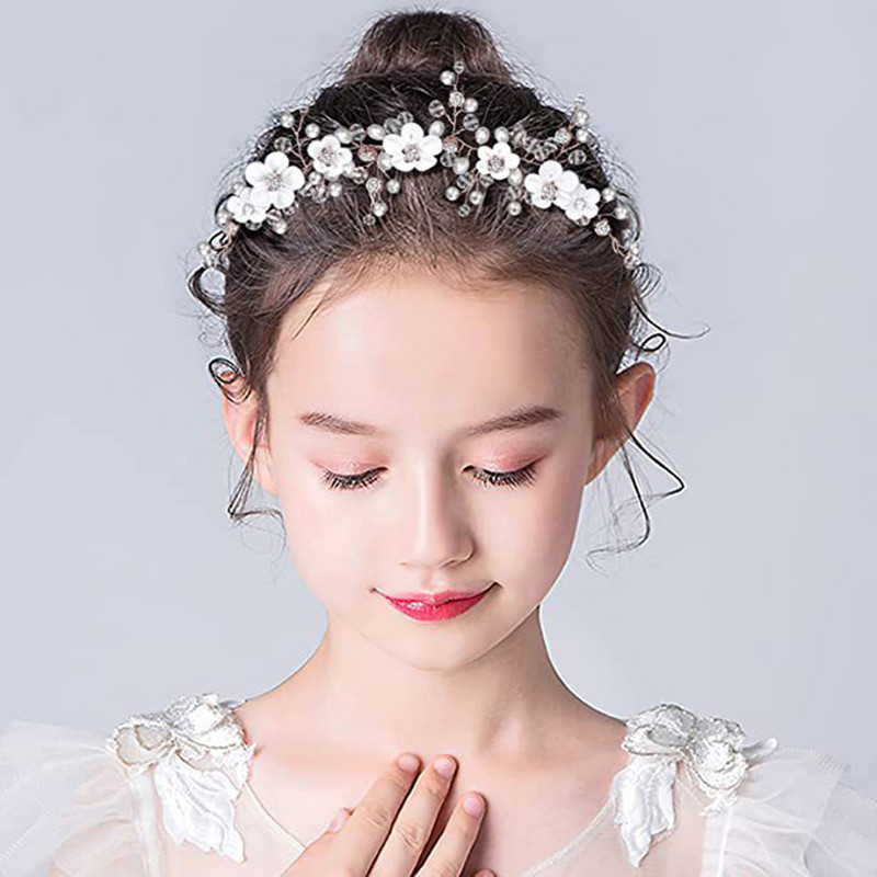 Vestuvinė plaukų juosta Tiaras Pasakų mergaičių perlų galvos juosta mada gėlių karoliukai galvos apdangalai moterims nuotakos plaukų papuošalai papuošalai