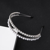 Trake za kosu Vjenčani dodaci za kosu za žene Romantični kristali Dvostruki slojevi Trake za glavu Diadem Svadbena zabava Ukrasi za kosu Nakit