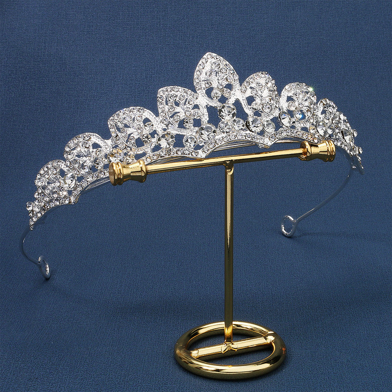 Printsessi tiaarade pulmajuukse aksessuaarid hõbedase värvi kivikrooniga kuninganna peo diadem pruudi peaees Juukseehted peakatted