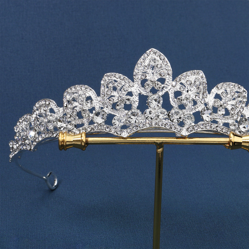 Printsessi tiaarade pulmajuukse aksessuaarid hõbedase värvi kivikrooniga kuninganna peo diadem pruudi peaees Juukseehted peakatted